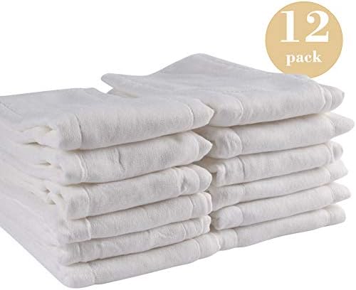 Prefold Cloth Diapers - 100% Unbleached Premium Cotton, Fasoar 3 Ply Baby Washable Diaper Covers for Babies to Toddlers Multi-Use (10-35 lbs) 5/6/10/12 Count (12 Count 02)