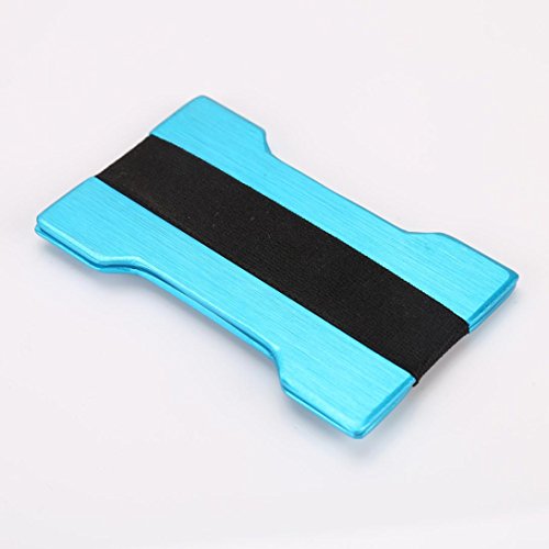Slim Minimalist Aluminum Metal And Carbon Fiber Blocking Card Holder Wallet With Money Clip For Men And Women (Blue)