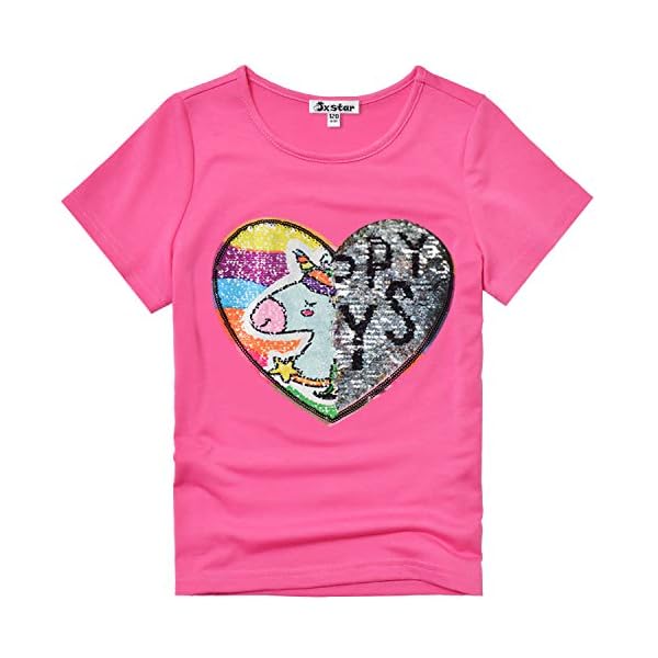 Jxstar Girls 4th July Shirts Flip Sequin American Flag T-Shirt Tops Short Sleeve Summer Clothes - Image 4