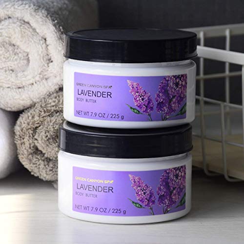 Green Canyon Spa Lavender Body Butter Pack of 2 x 7.9 oz Christmas Gift Set for Women & Men, Hydrating Nourishing Moisturizing Body Lotion for Dry & Sensitive Skin