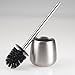 mDesign Bathroom Toilet Bowl Brush and Plunger - Pack of 2, Brushed Stainless Steel/White
