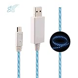 EL-AURORA Micro USB Cable，3 Ft Visible Flowing EL LED Light Charging Cable & Sync Data for Samsung, HTC, Android Smartphones and More (white)