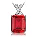 JewelryPalace Emerald Cut 6.1ct Created Red Ruby Pendant Necklace 925 Sterling Silver 18 Inches