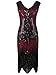 Vijiv Women 1920s Gastby Sequin Art Nouveau Embellished Night Out and Cocktail Dress, Medium, Wine Red