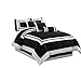 Chezmoi Collection Caprice 7-Piece Hotel Style Comforter Set - Black/White Square Pattern Modern Color Block Bedding with Decorative Pillows - Luxurious Lightweight All Season Bed Set, King