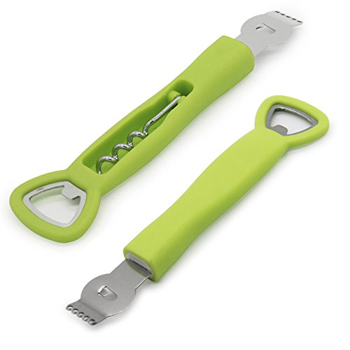 AVESON 3in1 Lemon Zester Grater with Channel Knife and Bottle Opener Wine Corkscrew Kitchen Tool and Best Bar Tool, 2 Pack