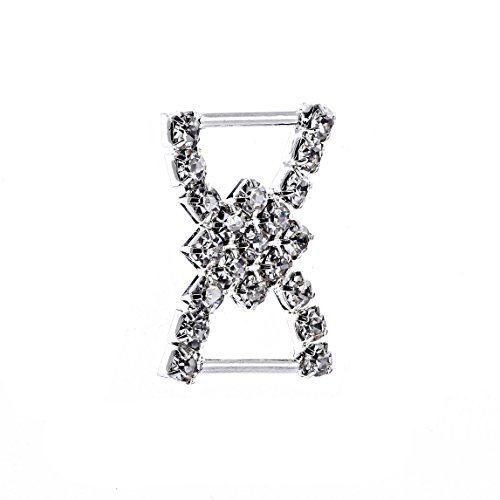 AngHui ShiPin 50pcs 23x17mm Double D-shaped Rhinestone Buckle Slider for Wedding Invitation Letter