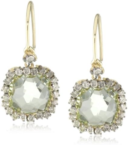 Kalan by Suzanne Kalan 14k Yellow Gold Cushion-Cut White Topaz and Diamond Drop Earrings