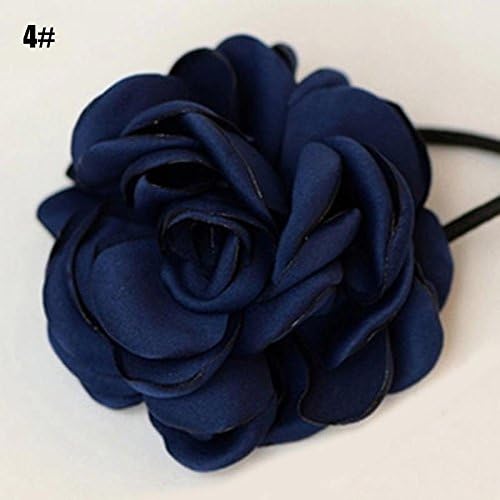 GALLOPJOY Smart Hot Sale Sweet Casual Elastic Rose Flower Ponytail Holder Navy blue