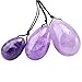rockcloud Amethyst Set of 3 Drilled Yoni Eggs with String, Massage Stones for Women to Train Pelvic Muscles Kegel Exercise