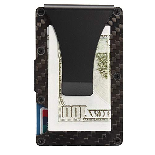 New Men Card Holder Slim Carbon Fiber Credit Card Holder Metal Wallet Money Clip Anti Scan Function Hold Card Coins Cash - Thumbnail 5