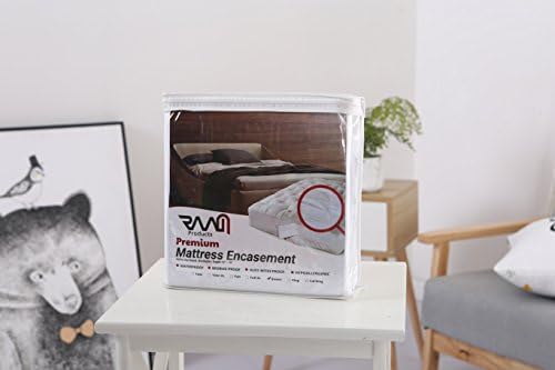 RAAM Premium Mattress Encasement - Hypoallergenic, Waterproof, Stain Proof, Bed Bug Proof, Dust Mites Proof, Vinyl Free, Absorbent, Soft &amp; Noiseless (Fits 12" - 15" in H) - Queen Size