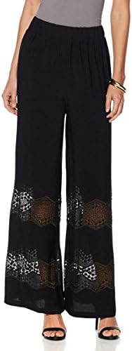 Colleen Lopez Sunny Coast Lace Pant Crepe Non-Stretch Woven Black S New 524-432