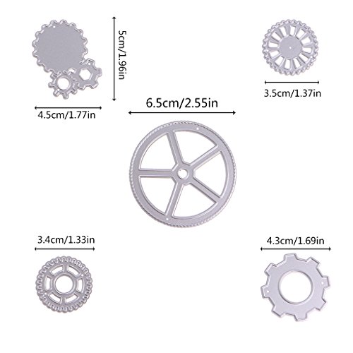 SCASTOE 5x Steampunk Cogs Gears Cutting Dies Stencils Scrapbooking Album Embossing Craft - Thumbnail 6