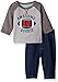 BON BEBE Baby Boys' 2 Piece Long Sleeve Top with Side Snaps and Knit Denim Pant, Awesome Rookie Gray, 0-3 Months