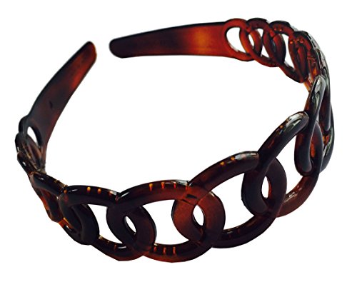 Parcelona French Round Chain Tortoise Shell Brown Celluloid Acetate Hair Headband