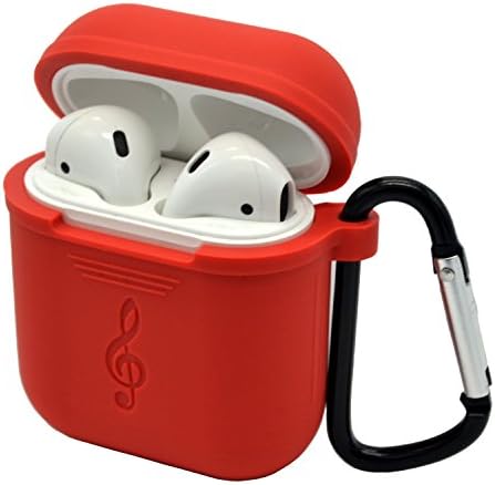 AirPods Case Protective Silicone Cover and Skin with Portable Carabiner Warm Red