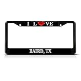 I Love Heart Baird, Tx Black Metal License Plate Frame Tag Border