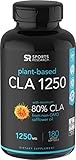 CLA 1250 (Highest Potency) 180 Veggie Softgel Capsules. Vegan Safe, non-GMO and Gluten Free Natural Weightloss Supplement - Made in USA