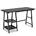 Tangkula Computer Desk with Shelves, Modern Trestle Desk Home Office Desk with Storage Shelf, Space Saving Study Writing Desk, Desk for Bedroom