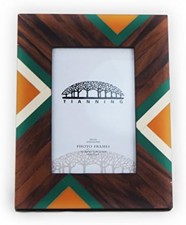 Tianning Handmade Modern Wooden Geometric Pattern Photo Frame Table Top (46, Brown)