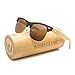 WISH CLUB Wood Clubmaster Sunglasses for Men with UV 400 Square Handmade with Bamboo Box