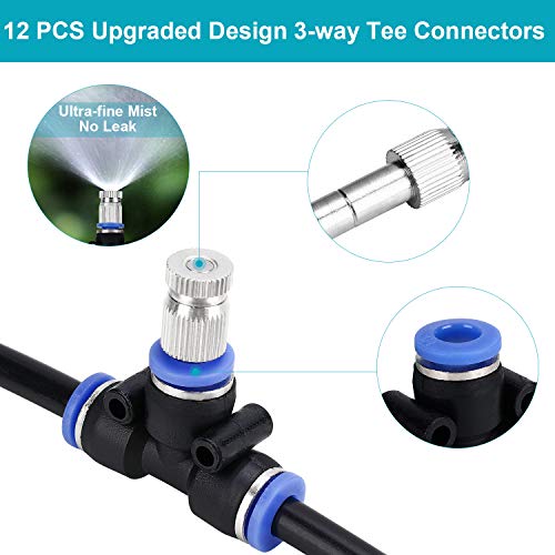 Homga Misting Cooling System 32.8FT(10M) with 10 Copper Metal Mist Nozzles and a Connector(3/4") for Trampoline Patio Misting Micro Flow Watering Automatic Distribution System