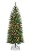 National Tree Company Artificial Pre-Lit Slim Christmas Tree, Green, Kingswood Fir, Multicolor Lights, Includes Stand, 4.5 Feet