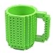 Brick Mugs [Updated Version] Fubarbar 12 oz Coffee Cups Funny Tea Mug Beverage Cup Built-on Building Bricks enjoy Creative Time (Green)