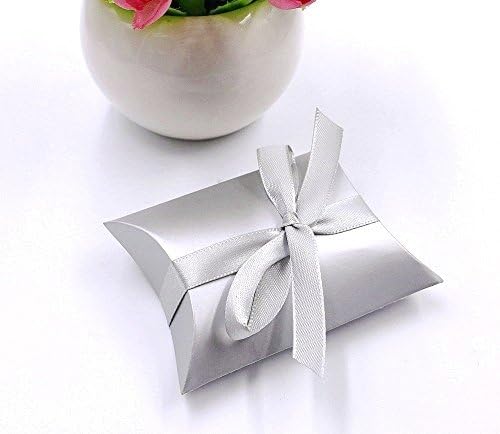 JZK 50x Pillow shape silver party favours box, wedding favors box - Image 4