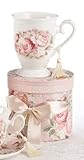 Porcelain Tea / Coffee Mug in Gift Box - Rose