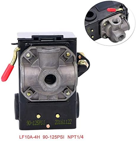 Lefoo Pressure Switch Control 90-125psi 4 Port Heavy Duty 26 Amp for Air Compressor LF10A-4H-1-NPT1/4-90-125 (4 Pack)