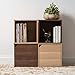 IRIS USA Modular Wood Storage Cube Box with Door, Light Brown, 1 Pack CQB-35D