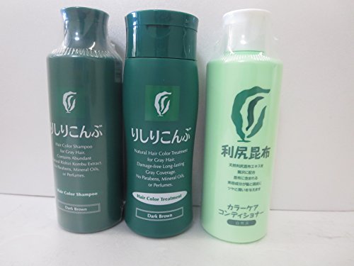Rishiri Hair Color Set n Color Shampoo Dark Brown 6.7fl Oz + Hair Color Treatment Dark Brown 6.7fl + Color Care Conditioner 6.7fl Oz