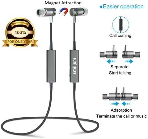 Stongmu Wireless Earbuds, Magnetic Bluetooth Headset Stereo in-Ear Sport Running Earbuds Earphones with Mic (Noise Reducing) for iPhone 8/X/XS/XS Max/XR Sumsang S6 S5 Android Phone (Bluetooth V4.1)