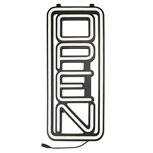 Vertical All White LED Open Sign - Super Bright Open Signs for Business - Innovative NEON Style LED Light Technology to Attract Customers - Includes Extra Will Return Clock Sign with Hours