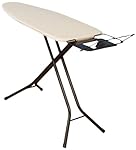 Household Essentials Extra Wide Top 4-Leg Large Ironing Board with Natural Cotton Cover and Iron Holder Stand, Bronze