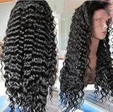 Royalfirst Glueless Brazilian Virgin Human Hair Lace Wigs 14-30inch Long Deep Wave for Women 180% High Density with Baby Hair