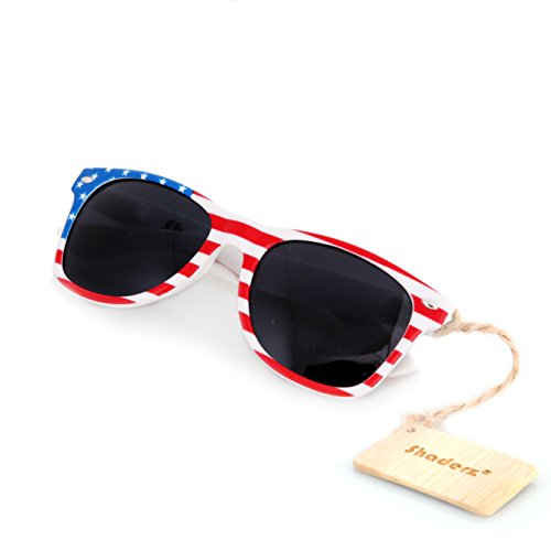 American USA Flag Retro 80's Sunglasses Classic America Patriotic Classic Sunglasses Eyewear by Shaderz
