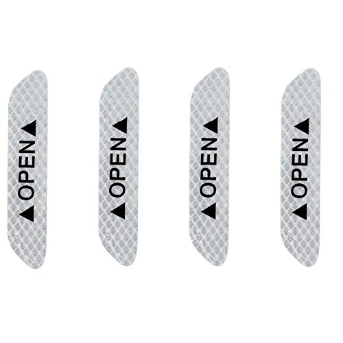 xxiaoTHAWxe 4Pcs Universal Car Door Open Reflective Sticker Tape Safety Warning Mark Decal - White - Thumbnail 5