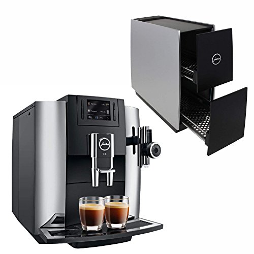 Jura 15097 Automatic Coffee Machine E8, Chrome with Jura 72229 Cup Warmer, Black