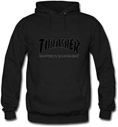 Cathyer Custom Thrasher Skateboard Men's Long Sleeve Hoodies Large Black