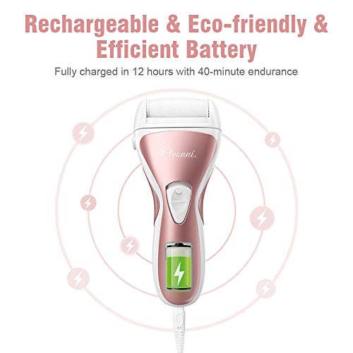 Ovonni Electric Callus Remover, Professional Powerful Rechargeable Foot File for Feet, Portable Cordless Waterproof Callus Shaver with 3 Roller Heads for Dead Hard & Cracked Dry Skin (Gold) - Thumbnail 5