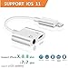 Lightning to 3.5mm Aux Headphone Jack Audio Adapter for iphone 7/8/X/7 plus/8 plus (Support iOS 10.3, iOS 11), Cone 2 in 1 Lightning Adapter and Charger (White)