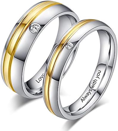 Ashleymade Personalized Promise Rings Set Custom Couples Rings Set for Mens Womens Name Rings Set Engagement Bands Rings for Him and Her