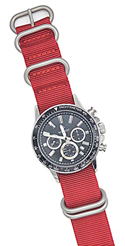 ArtStyle Watch Band with 1.5mm Thickness Quality Nylon Strap and Heavy Duty Brushed Buckle (Red, 20mm)