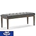 SIMPLIHOME Waverly 48 inch Wide Traditional Rectangle Tufted Ottoman Bench in Slate Grey Vegan Faux Leather, Assembled, For the Living Room and Bedroom