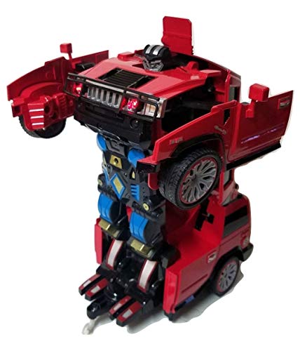 Remote Control Car Transforming Hero Classic Disguise Action Figure Robot Toy with One Button Transformation (Red)