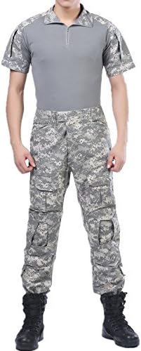 US Army Universal Camo Tactical ACU Combat T-Shirts Top Pant Uniform Sets Ripstop