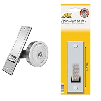 Schellenberg 50000 Einlaßwickler Maxi Lochabstand 13.5 cm + Schellenberg Abdeckplatte Lochabst 13,5, weiß, 53203